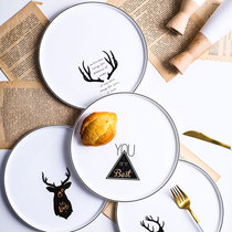 Nordic Minimalist Deer Plate Cutlery 9 Inch Christmas Vegetable Dish West Dinner Plate Fruit Sweet Pint Mark Cup Breakfast Suit