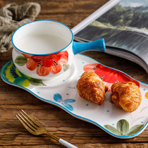Hand-painted flower European one-person food Girl breakfast bowl ceramic tableware set home Western dishes