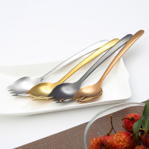 4 Fitted Western Dining Integrated Spoon Fork Stainless cute creative Korean dual-use spoon Noodle Salad Spoon Fork