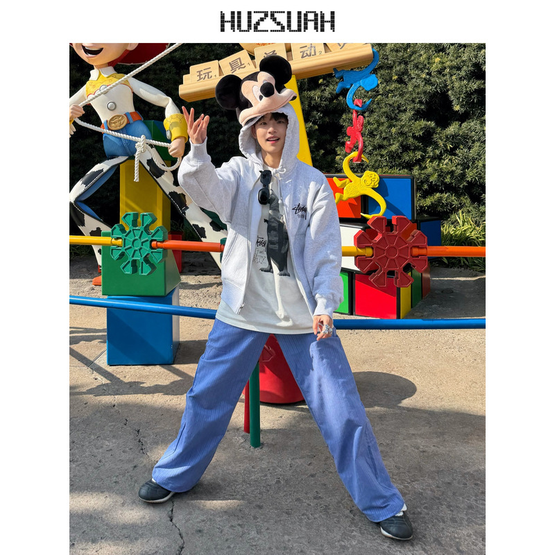 Moving Warehouse, Uniform Shipment on April 18Th  Huzzuah Spring/Summer Relaxed Blue Striped Floor-Length Pants