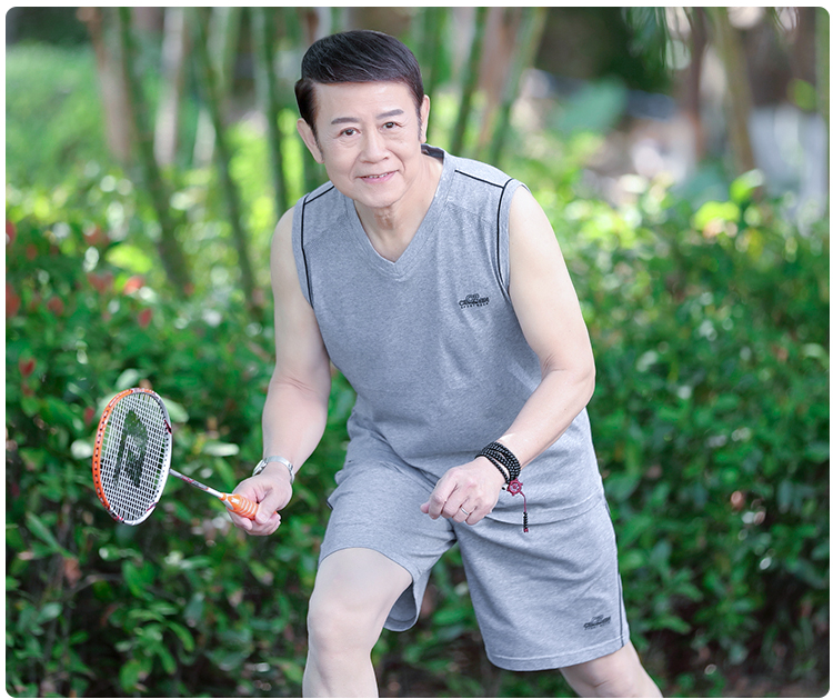 Bộ đồ thể thao nam mùa hè XL bộ đồ thể thao trung niên phù hợp với ông bố trung niên giản dị áo thun ngắn tay - Thể thao sau quần áo thể thao nam
