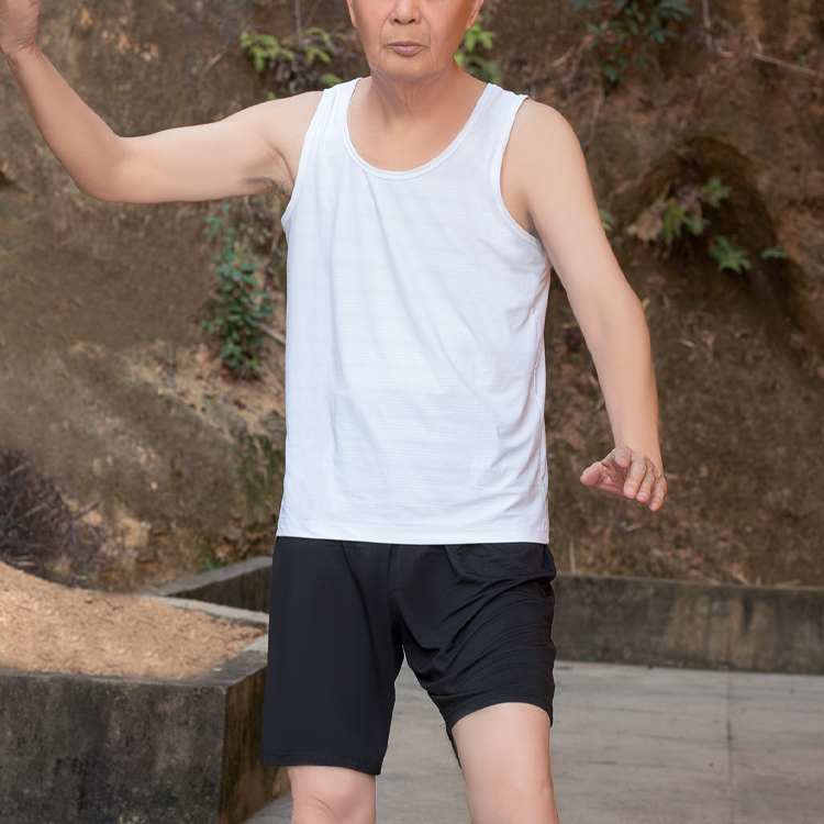 Summer Ice Silk Dad Vest and Shorts Set for Men, Loose Fit, Middle-Aged and Elderly Grandpa Pajamas, Elderly Tank Top