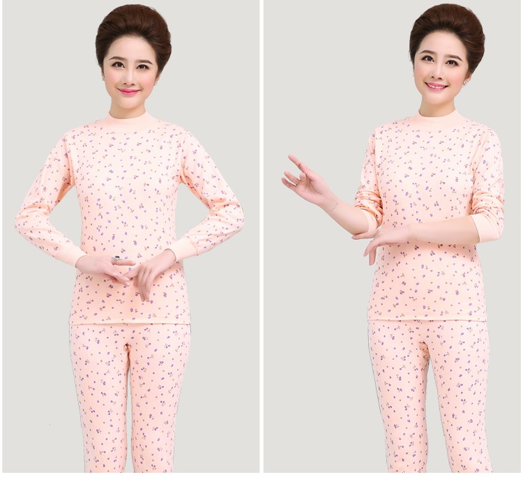 Quần áo trung niên và mùa thu, áo lót nữ bằng vải cotton nhiệt, áo len cotton cổ cao trung niên, áo một mảnh áo giữ nhiệt trẻ em