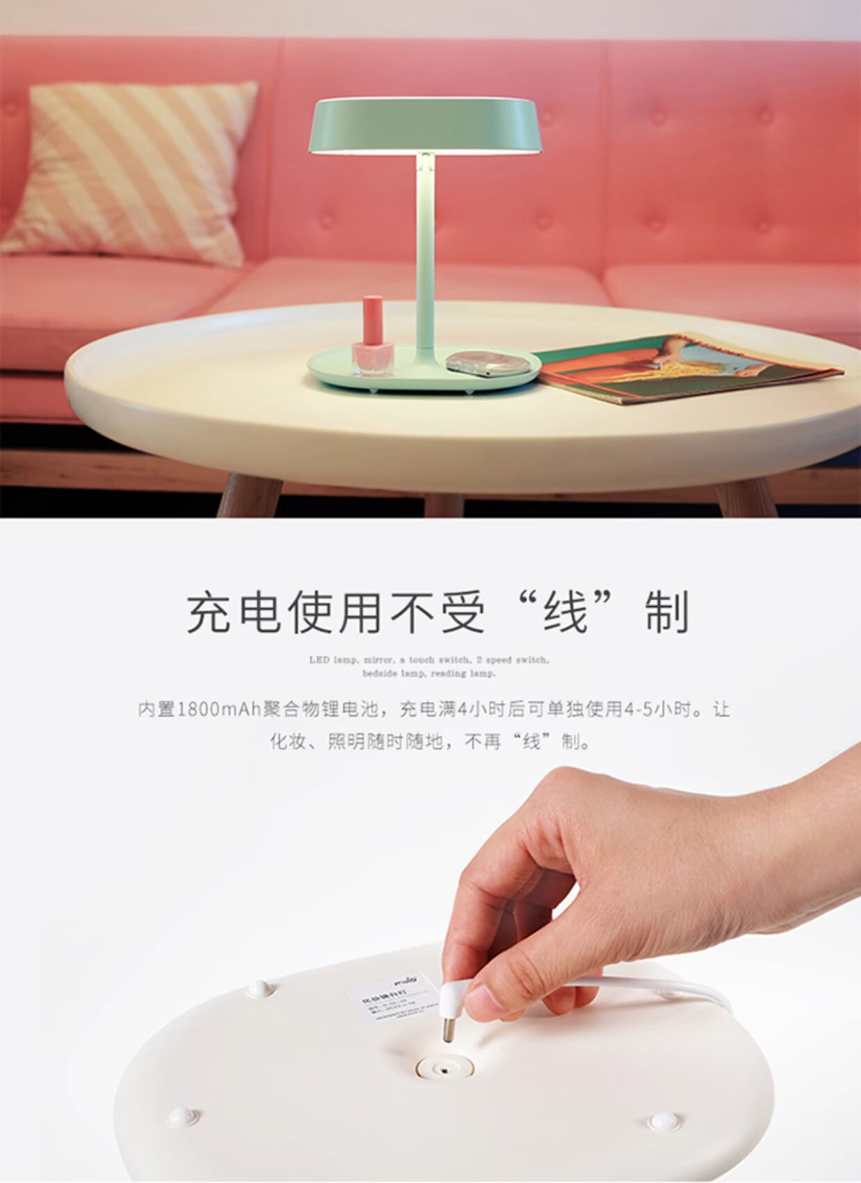 Gương trang điểm gương sinh viên với đèn led trang điểm gương gấp tiện lợi - Gương gương bàn trang điểm