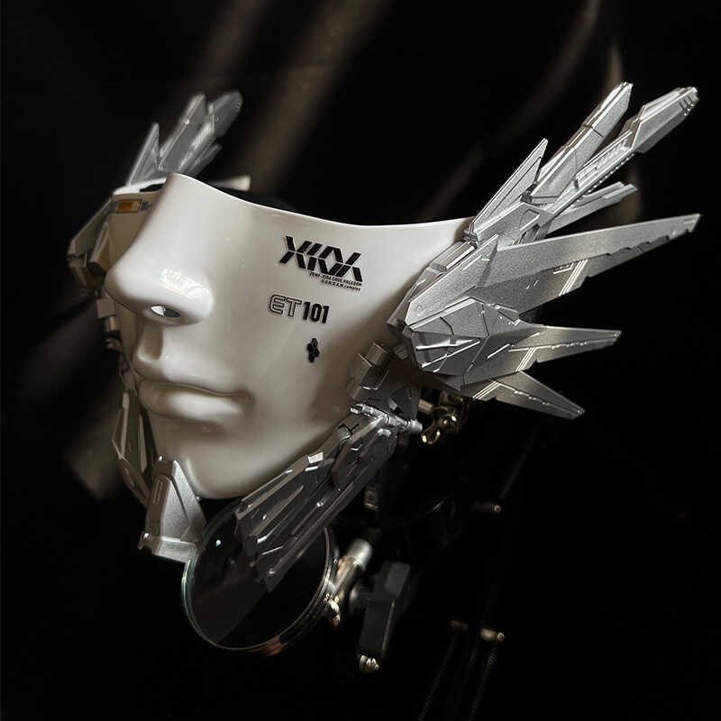 Cyberpunk Mechanical Girl Mask Cosplay Christmas Dj Props Adult Male and Female Beauty Face Mood Half-Face Full-Face