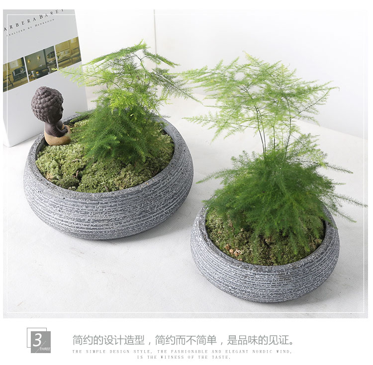 Retro sáng tạo chùm miệng ngắn hoa tròn chậu trồng cây thủy canh chậu hoa bình hoa văn phòng nhà trang trí hoa đất nung gốm - Vase / Bồn hoa & Kệ giỏ treo hoa ban công