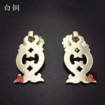 Chinese antique mahogany furniture single hole drawer handle Pure white copper fish dragon handle Hardware decorative accessories