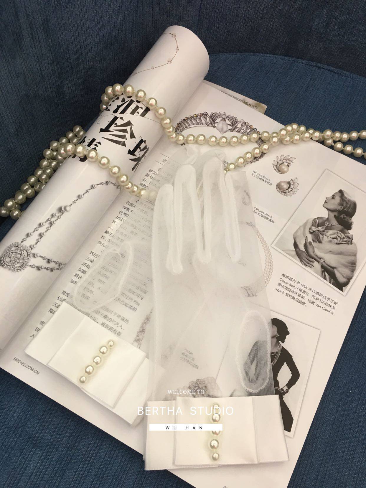 Bertha pearl vintage short transparent wedding gloves travel photo gallery photo bridal modeling woman