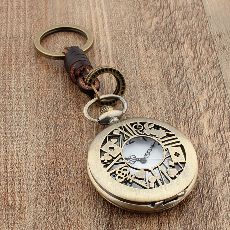 New Alice in Wonderland Series Hollow-Out Large Flower Keychain Rabbit Palace Retro Pocket Watch New Alice in Wonderland Series Hollow-Out Large Flower Keychain Rabbit Palace Retro Pocket Watch