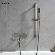LANCE gun grey thermostatic shower suit wire drawing bathtub shower head full copper hot and cold tap gun grey nozzle