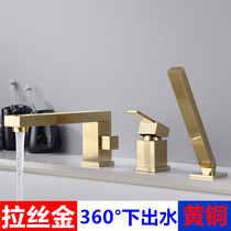 Exit Germany split sitting type cylinder side bathtub tap Three holes four pieces of wire drawing gold black tub tap
