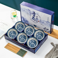 Национальный цвет синий и белый 6 чаши из 6 подарочных коробок для палочек для еды