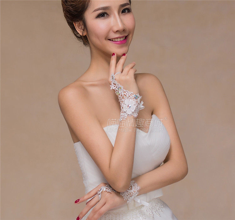 Female Type Wedding screen Yarn No Hollowed-out Perspective Gloves Love Anecdotal Underwear Bride Sexy Seductive Uniform Accessories-Taobao