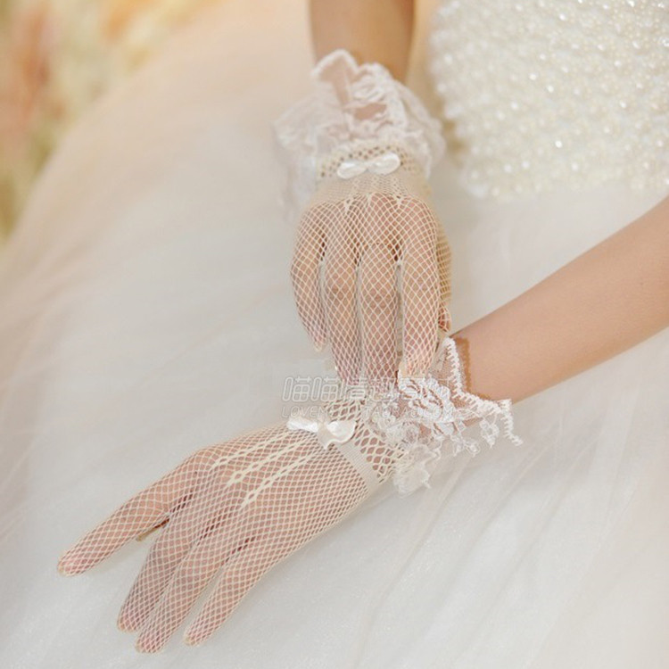 Lace tulle mesh short gloves bridal princess maid adult seductive lingerie with accessories