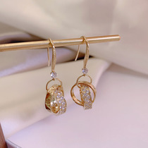  High-end earrings female sterling silver temperament 2020 new trendy niche design sense of atmosphere New Year earrings ear hook