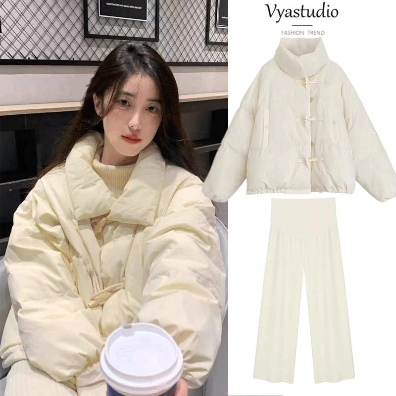 Pregnant woman suit wearing hitch-thickened warm cotton clothes cotton clothes jacket pants two sets 2023 new autumn and winter ladies-Taobao