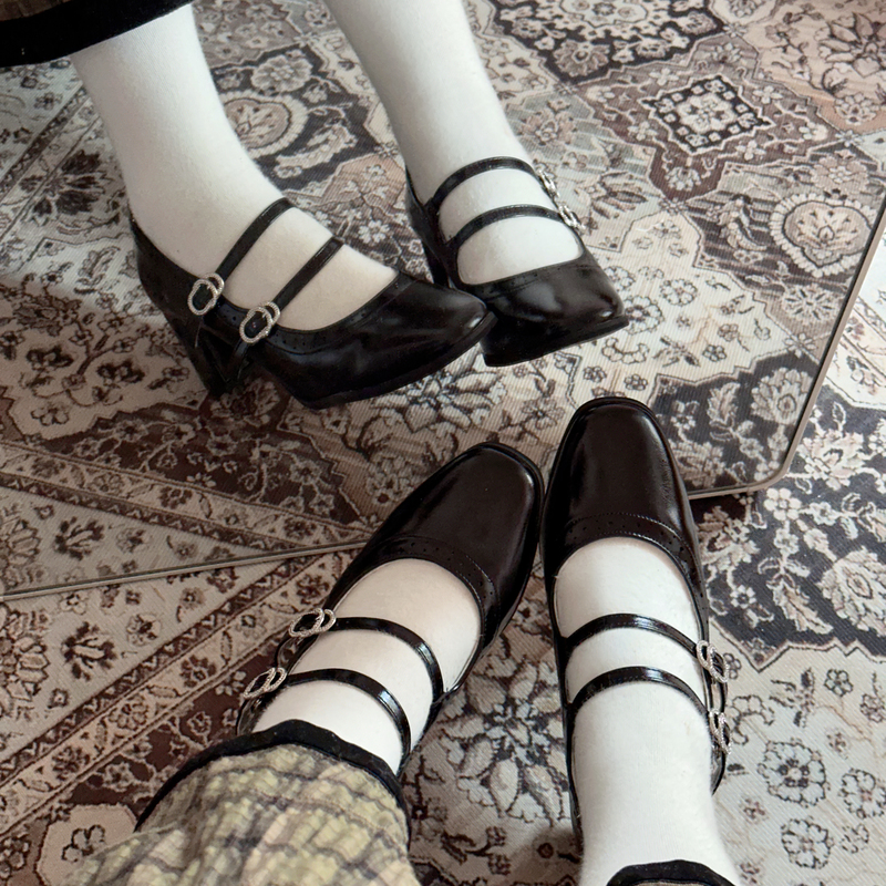 Third Group】Paris Diary 7cm Witch Shoe Closet Lolita High Heels Elegant Pointed Toe Single Shoes for Women Black Shallow Mouth