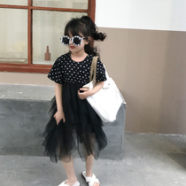 Girls' dress summer dress 2019 new Korean version of children's fashionable wave dot net splicing princess skirt tide