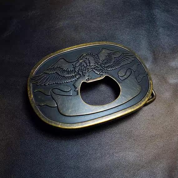 Leather Sculpture Leather Art Western Style Leather Strap Buckle Belt Buckle plate buckle Old Eagle Bottle Opener Jeans 40mm