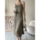 French satin suspender dress 2024 new spring and summer texture high-end drape niche mid-length A-line skirt