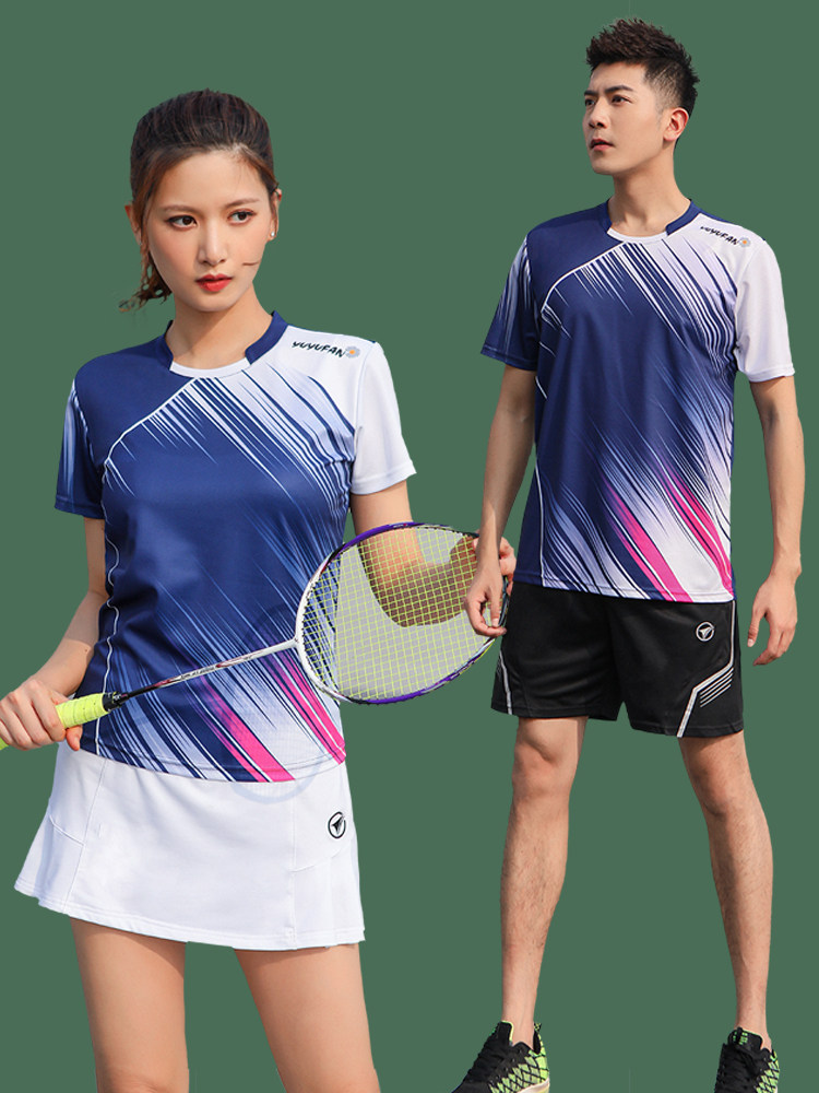 Badminton sports suit Men and women lovers running casual short-sleeved quick-drying top Team game table tennis ball suit