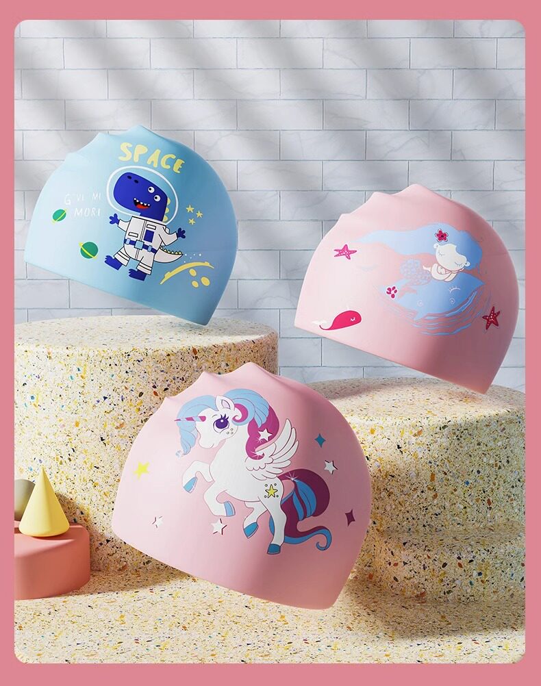 Детская водонепроницаемая полиуретановая плавательная шапочка для плавания подходит для мужчин и женщин, мультяшная шапка 