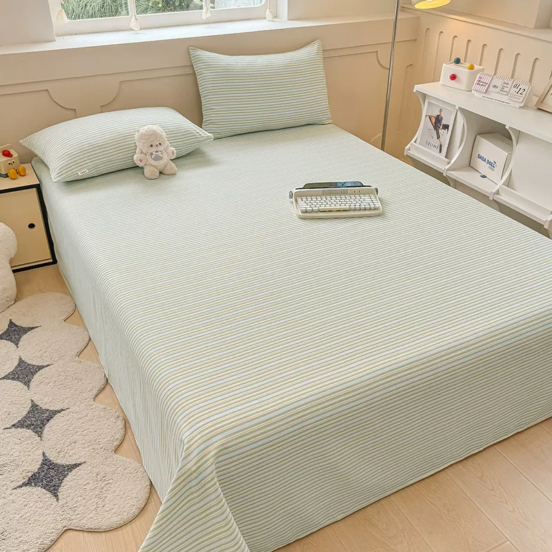 A类纯棉老粗布床单件凉席单双人床1.8床三件套学生两件套