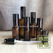 Upscale tea colour glass spray bottle nebulizer electroluminated aluminium spray head 15 20 30 50 100ml essential oil accessories