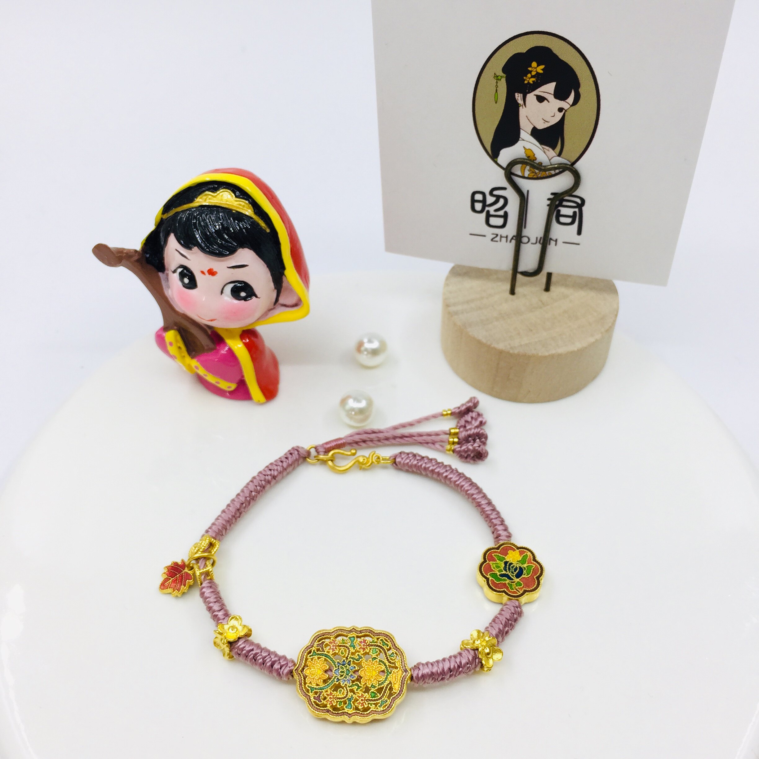 Zhaojun Jinpu handmade pure gold high temperature mineral burning blue flowers like brocade rose hand chisel DIY girl gift