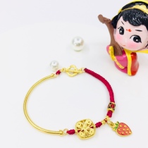 Zhaojun Gold Laid 24k Handmade Gold Hollowed-out Four Leaf Grass Chisel Chisel Engraving Precision half-bracelet Custom Diy