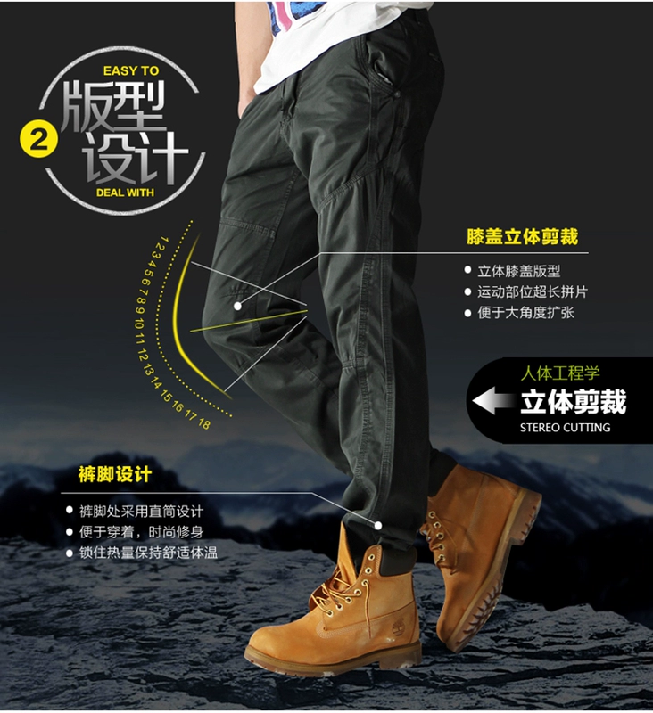 Mùa thu và mùa đông overalls nam thương hiệu thủy triều thẳng lỏng Hàn Quốc quần thể thao ngoài trời giản dị quần lớn nhiều túi