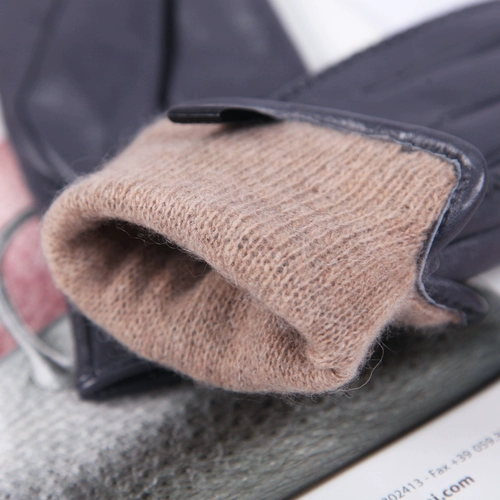 Демисезонное длинное удерживающее тепло модное кольцо, короткие перчатки, из натуральной кожи