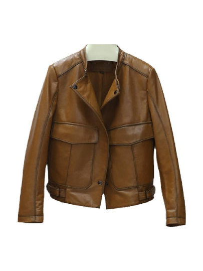 European genuine leather jacket for women 2025 new spring and autumn retro brown oil wax leather Haining sheepskin short jacket
