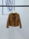 European genuine leather jacket for women 2025 new spring and autumn retro brown oil wax leather Haining sheepskin short jacket