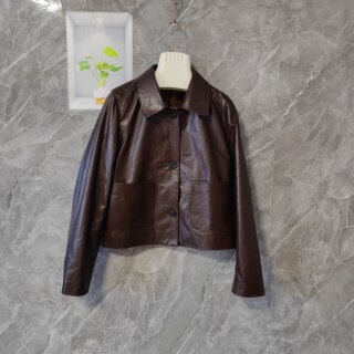 Da Tongtong Same Style Genuine Leather Jacket for Women 2025 Autumn New Sheepskin Short Coat Fashionable Biker Jacket