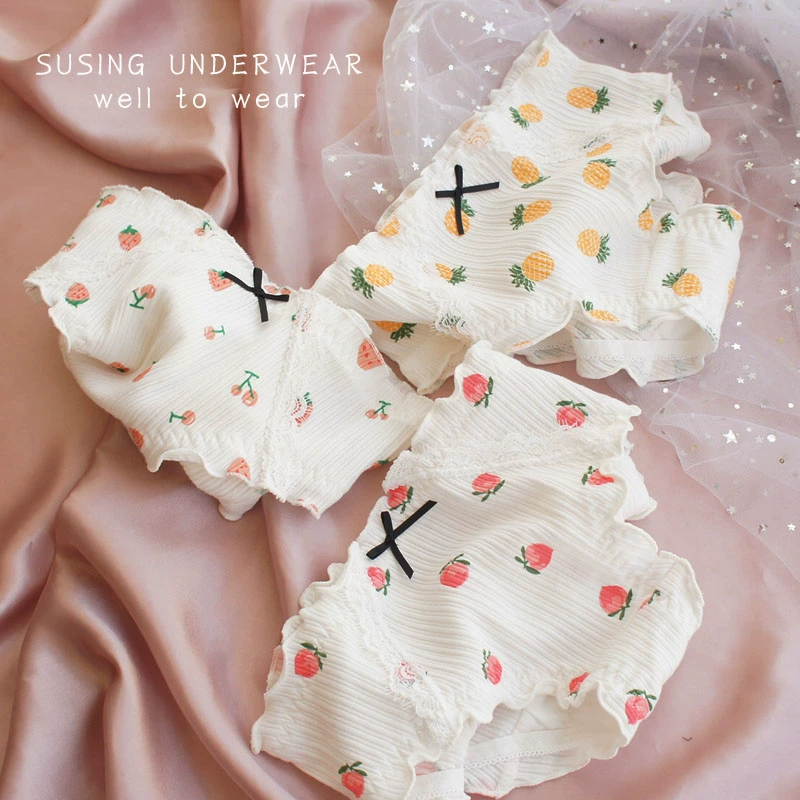 Susing quần lót nữ cotton kháng khuẩn cô gái dễ thương dâu Nhật Bản cô gái mềm mại giữa eo thoáng khí đáy đào - Cặp đôi