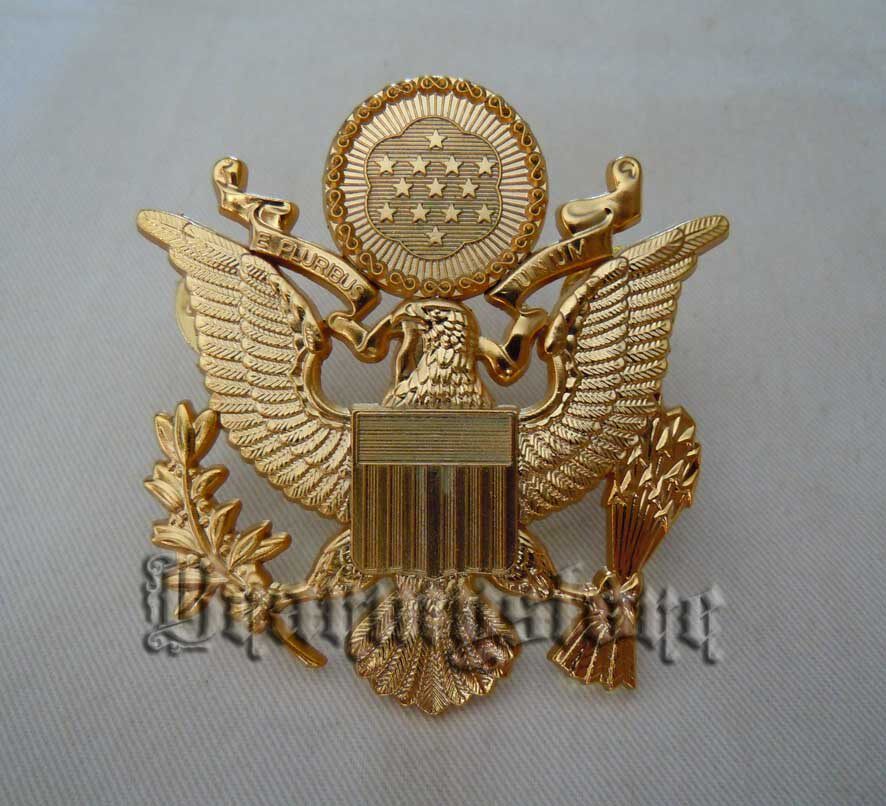 American Army eaves hat gold metal large cap emblem of the United States National Emblem screw large cap emblem