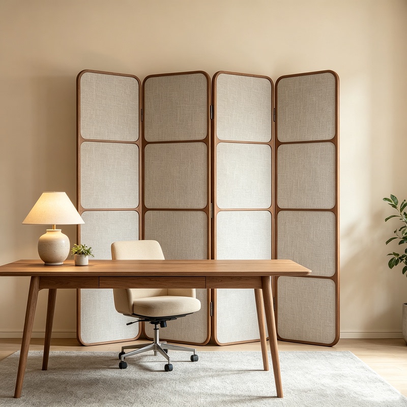 Simple Wooden Frame Cotton-Linen Folding Screen for Living Room Entrance Partition, Movable Folding Screen for Bedroom and Homestay as a Room Divider Simple Wooden Frame Cotton-Linen Folding Screen for Living Room Entrance Partition, Movable Folding Screen for Bedroom and Homestay as a Room Divider