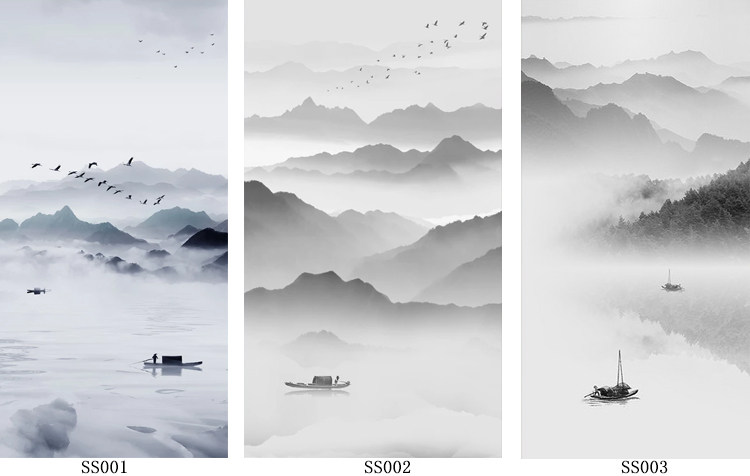 Landscape material Folding screen partition canvas semi-transparent georgette thickened yarn selection material yarn painting