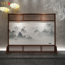 New Chinese fence hollow solid wood screen partition living room hotel club office entrance mobile landscape seat screen