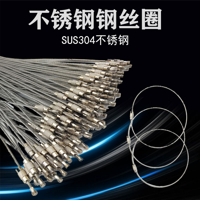 304/316 Stainless Steel Keychain Wire Lock Buckle Pendant Tag Advertising Sign Label Multifunctional Lanyard Buckle Rope