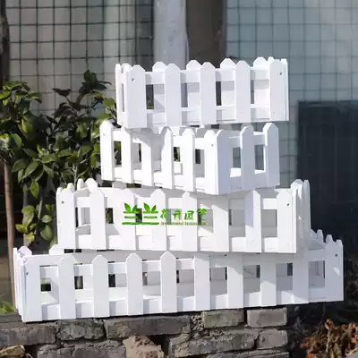 White fence pot flowerpot rectangular flower slot pointed anticorrosive flower box wooden wall-mounted balcony railing flower stand basket