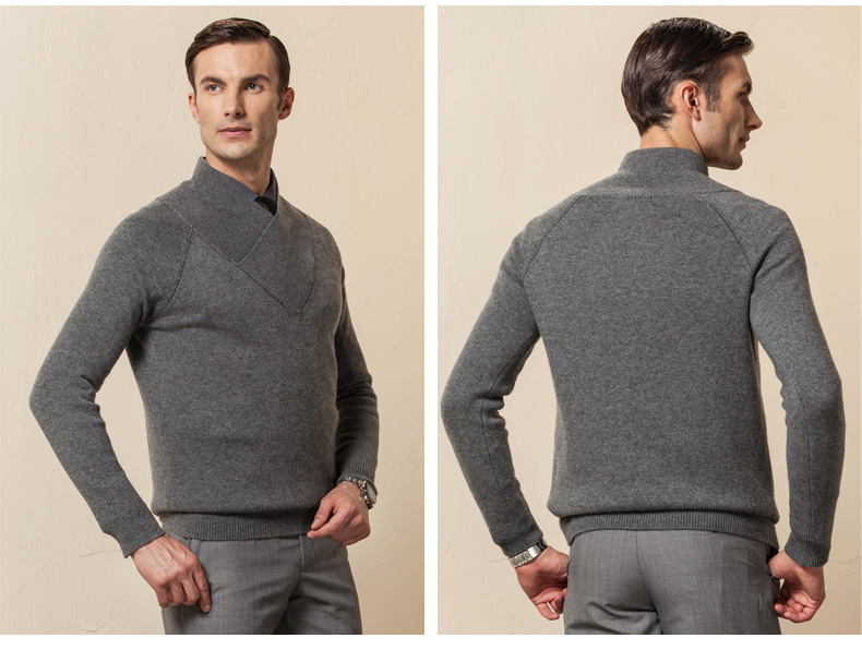 Bo Yige áo len cashmere nguyên chất Phiên bản Hàn Quốc của cổ áo màu xanh lá cây dệt kim cashmere áo len mùa thu mỏng Phần áo len mỏng - Áo len Cashmere áo sơ mi nam gucci