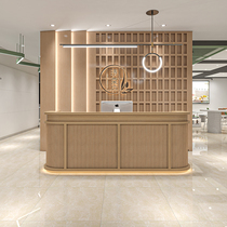 Homestay farmhouse bar Japanese and Korean catering front desk ear picking foot bath tea house reception desk new Chinese style rattan cashier