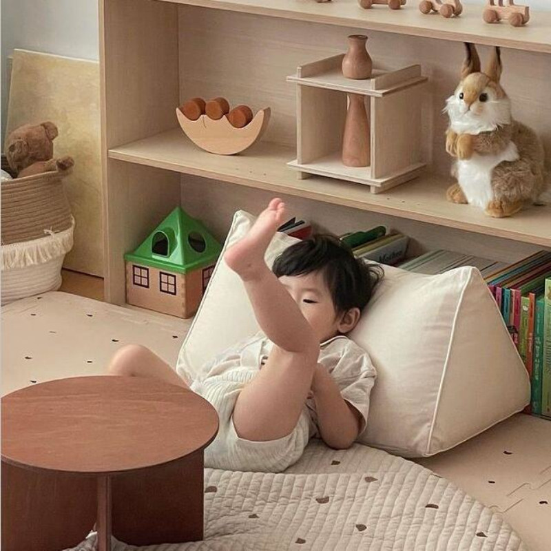 INS Nordic Wind tatami Tatami Triangle Backrest Lean on pillows Soft bag pillows Children's bedside Anti-crash big cushions can be torn down