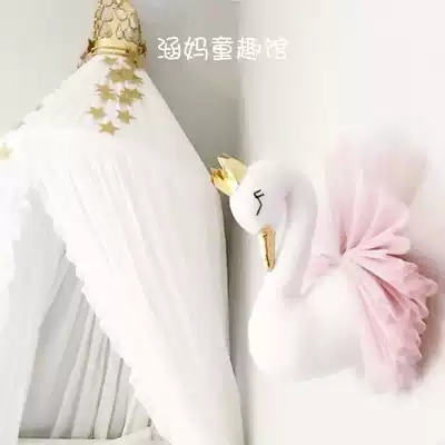 INS Princess style Girl heart girl room decoration Crown swan wall hanging wall decoration Doll animal head hanging decoration