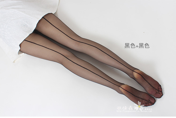 Châu Âu và Hoa Kỳ retro đường kẻ dọc vớ vớ siêu mỏng ngón chân trong suốt đầy đủ không có dấu vết gợi cảm vô hình - Vớ tất chân