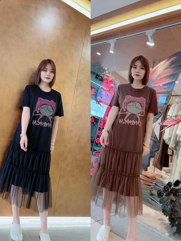 Guma 3807 Cartoon Short-Sleeved Dress 2026 Summer New Fashion Versatile Slimming Comfortable Skin-Friendly Texture Women's Dress