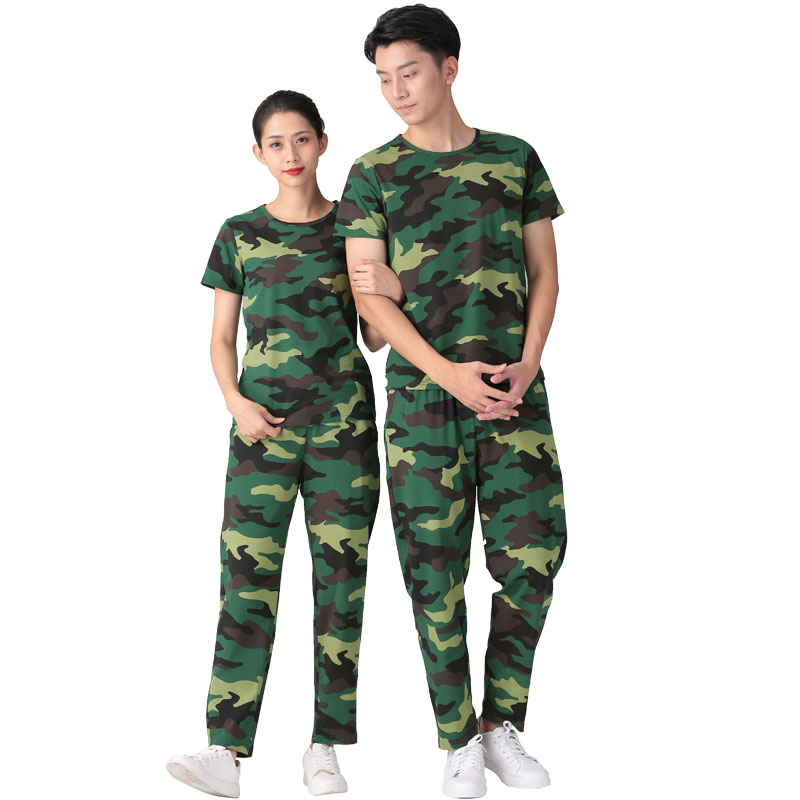 Camouflan suit male camouflate green camouflate short sleeve T-shirt camouflate pants military meme female summer student military training dress-Taobao