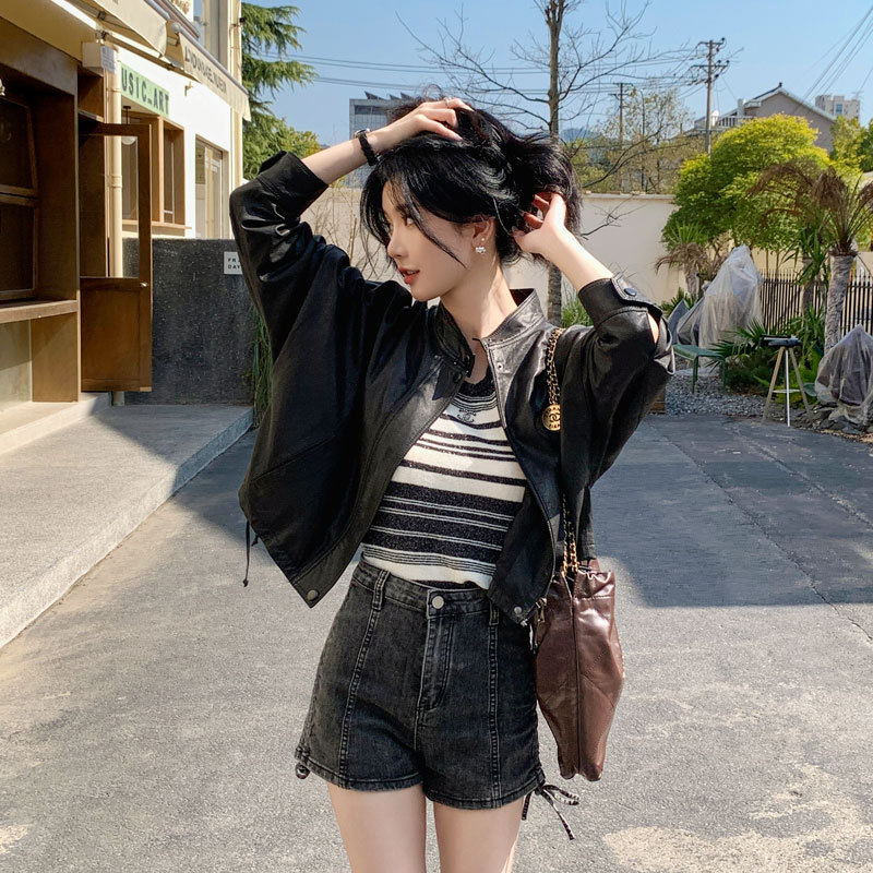 Leather Jacket for Women 2025 Spring and Autumn New Style Genuine Sheepskin High-End Fashion Sexy Biker Loose Short Jacket